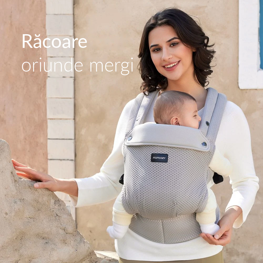 Marsupiu ergonomic Momcozy Air Mesh Grey, 3 luni+ [5]