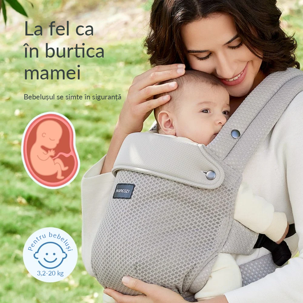 Marsupiu ergonomic Momcozy Air Mesh Grey, 3 luni+ [9]
