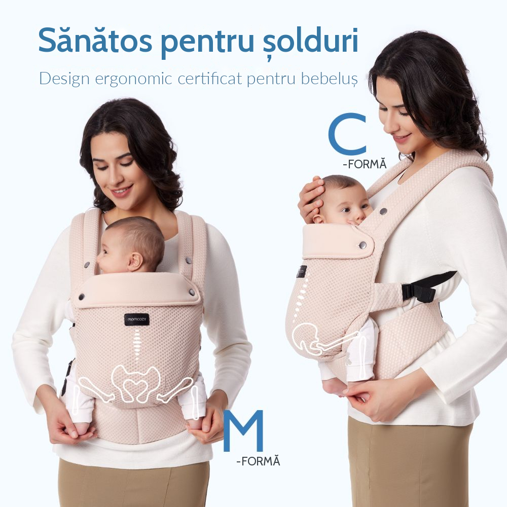 Marsupiu ergonomic Momcozy Air Mesh Pink, 3 luni+ [7]