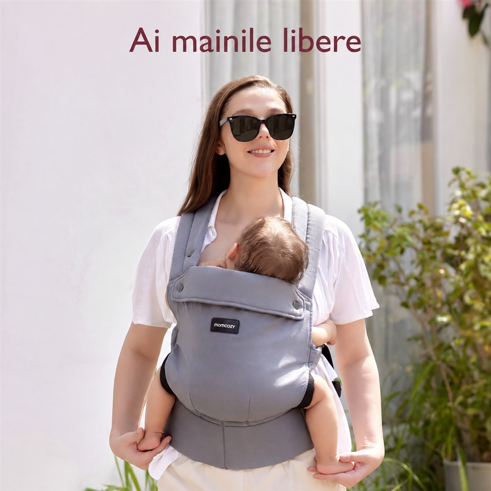 Marsupiu ergonomic Momcozy PureHug 3 in 1 bumbac Grey [10]