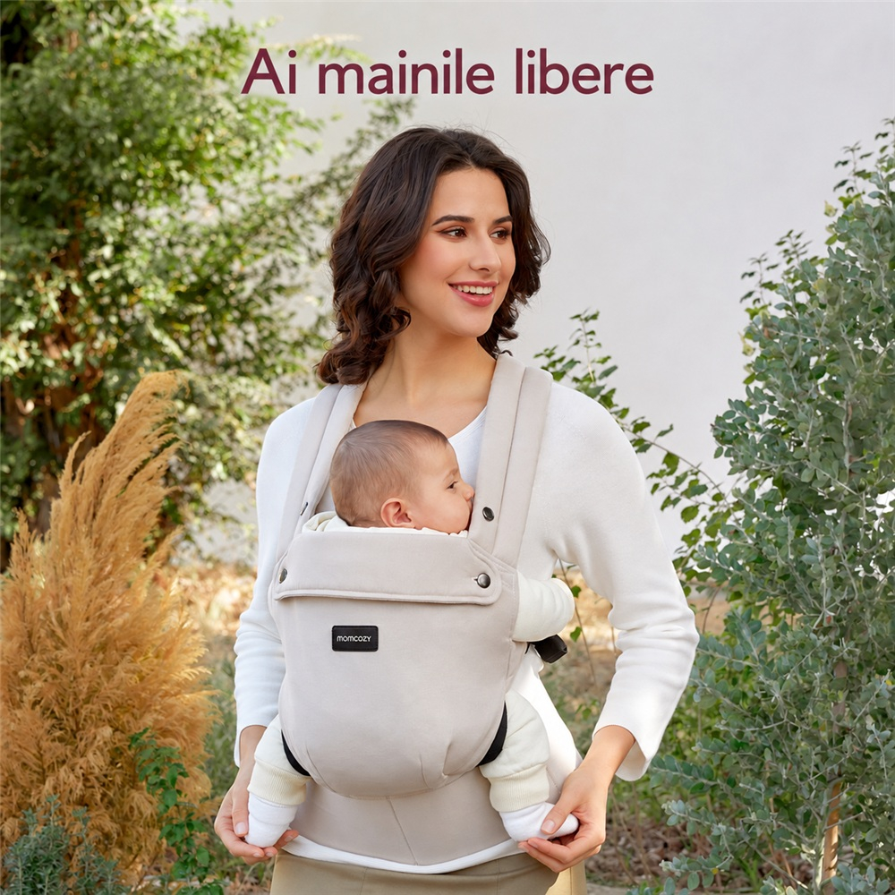 Marsupiu ergonomic Momcozy PureHug 3 in 1 bumbac Kaki [8]