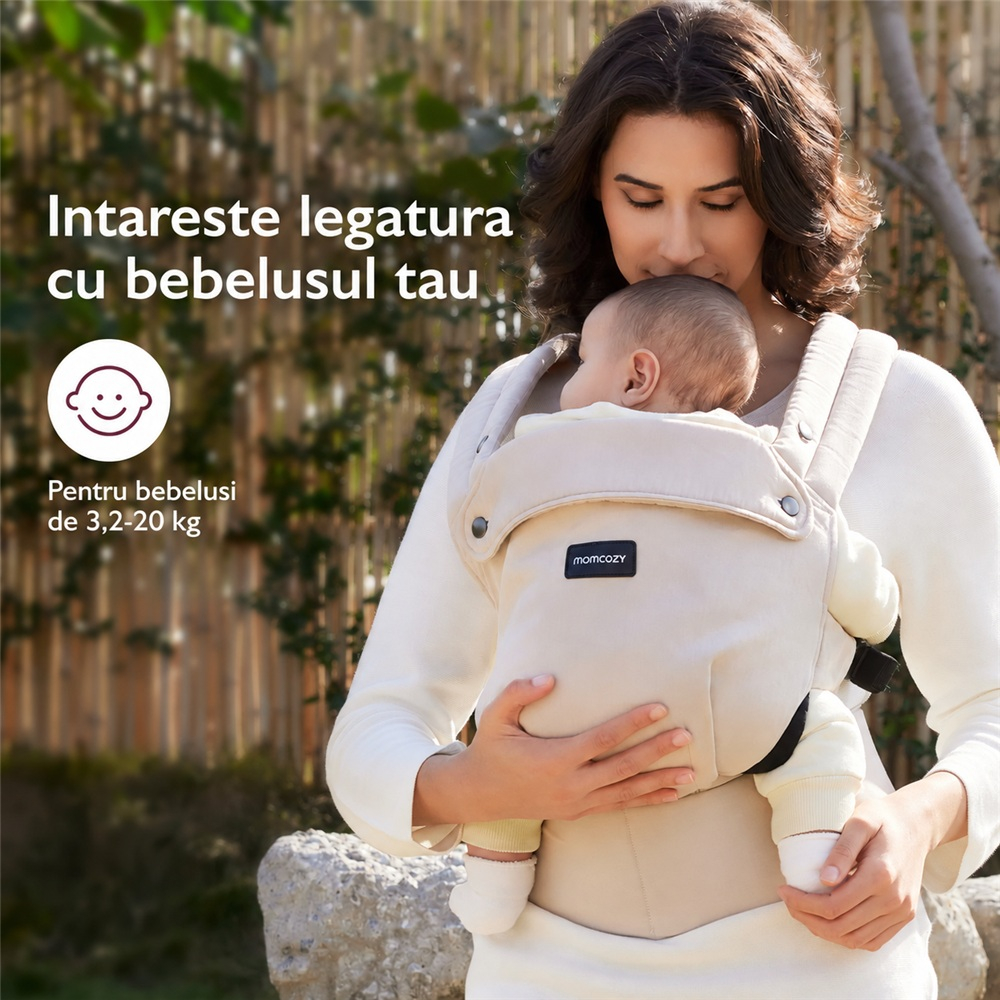 Marsupiu ergonomic Momcozy PureHug 3 in 1 bumbac Kaki [4]