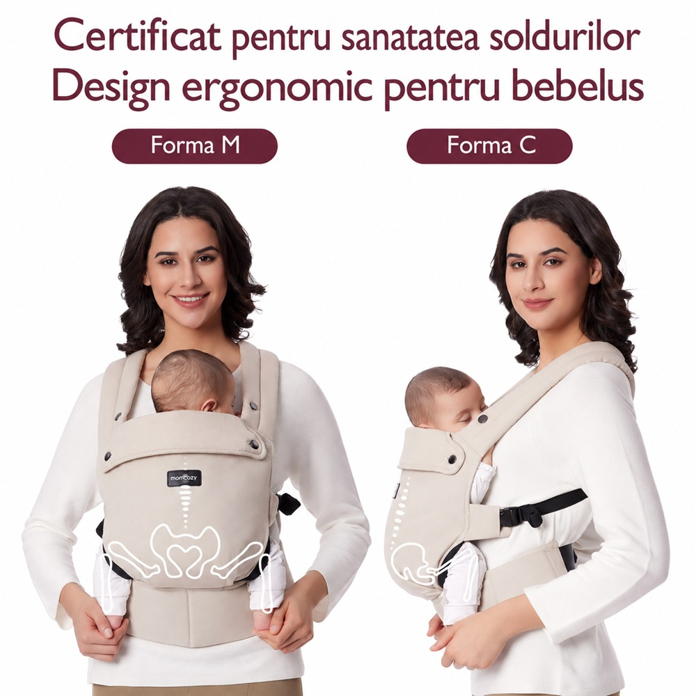 Marsupiu ergonomic Momcozy PureHug 3 in 1 bumbac Kaki [7]