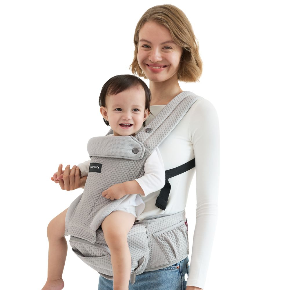 Marsupiu Momcozy cu sezut Mesh respirabil Grey [3]
