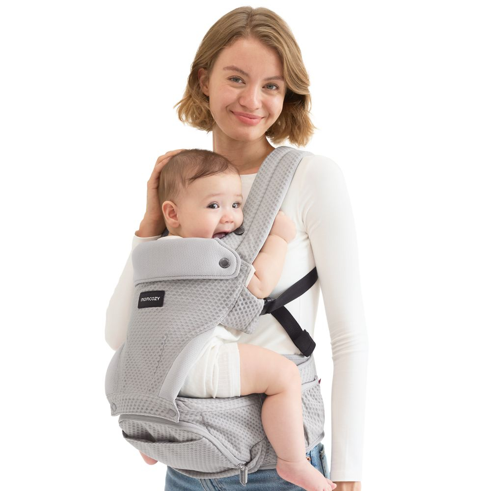 Marsupiu Momcozy cu sezut Mesh respirabil Grey [2]