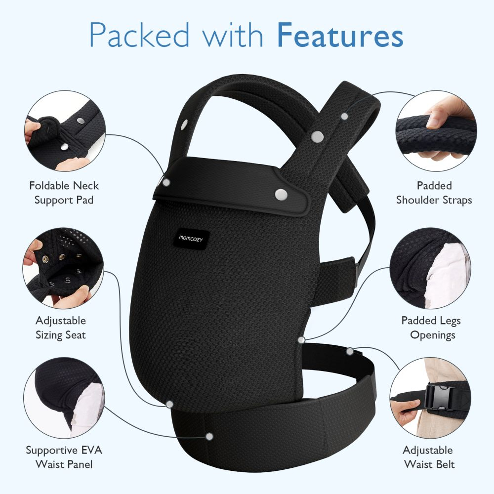 Marsupiu nou nascut Momcozy Air Mesh Black [6]