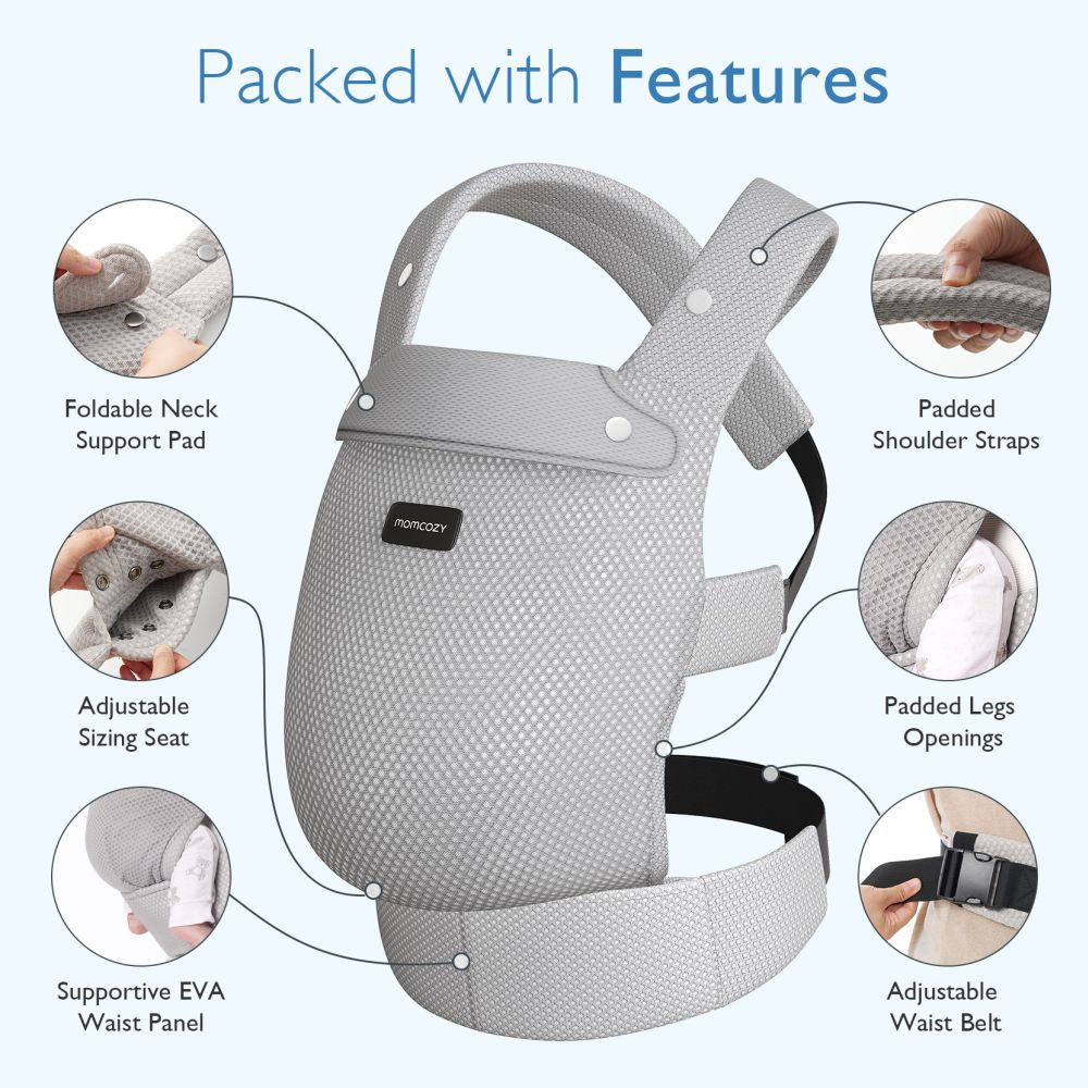 Marsupiu nou nascut Momcozy Air Mesh Grey [6]