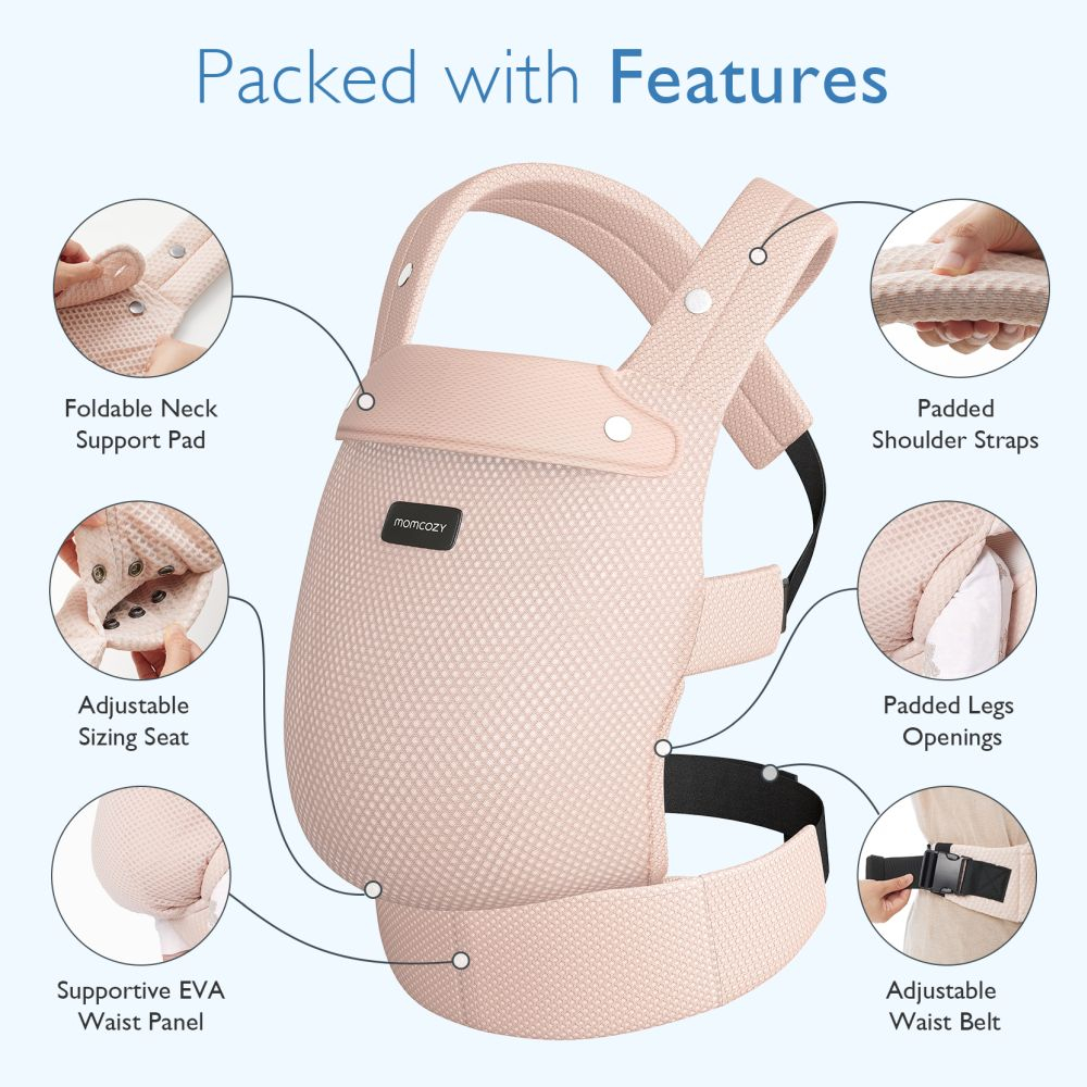Marsupiu nou nascut Momcozy Air Mesh Pink [6]