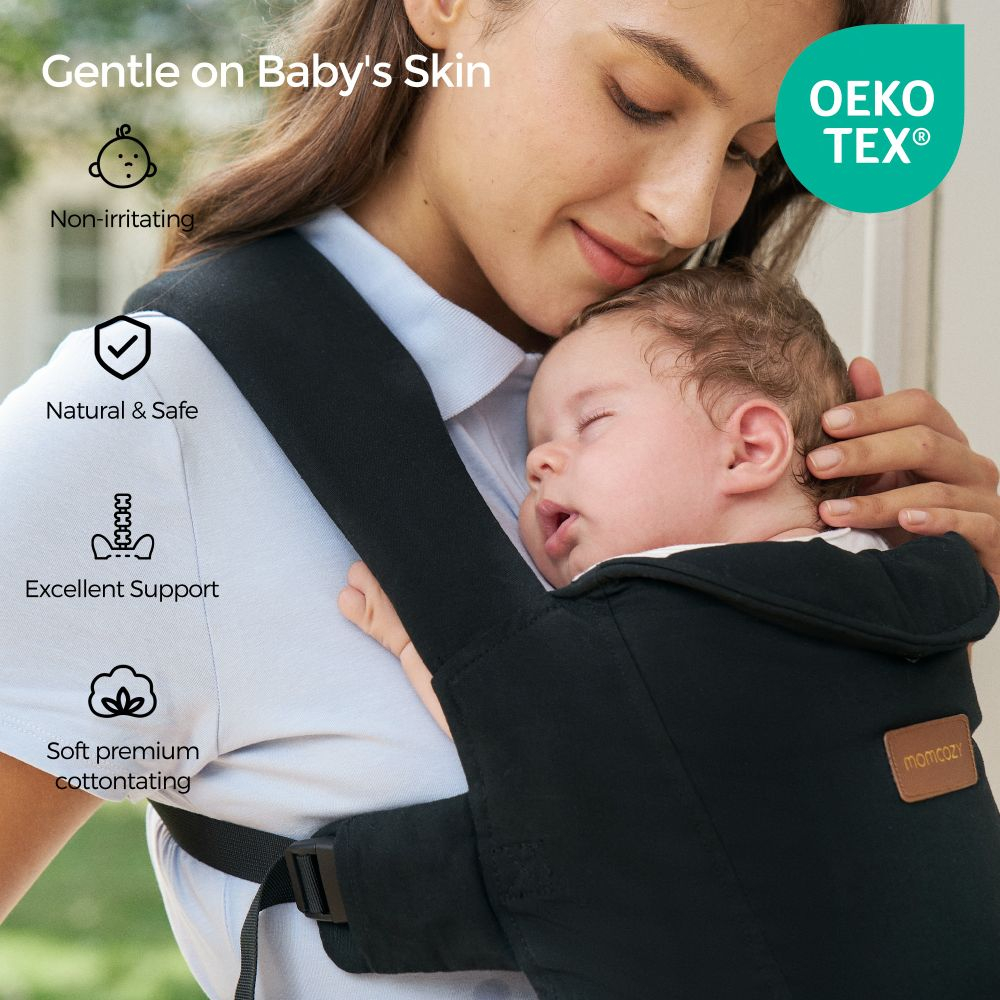 Marsupiu nou nascut Momcozy WeeSnug bumbac Black [7]