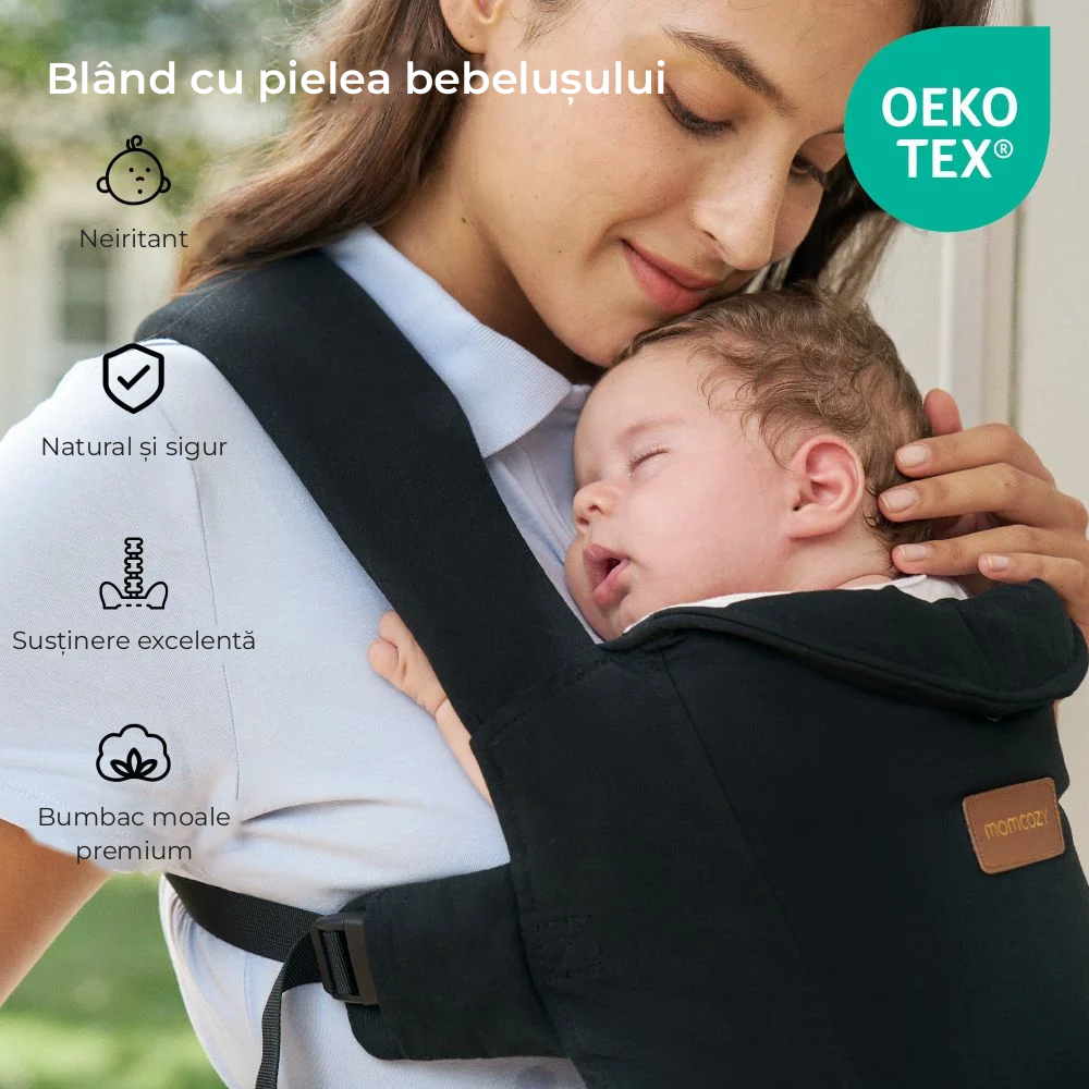 Marsupiu nou nascut Momcozy WeeSnug bumbac Black [6]