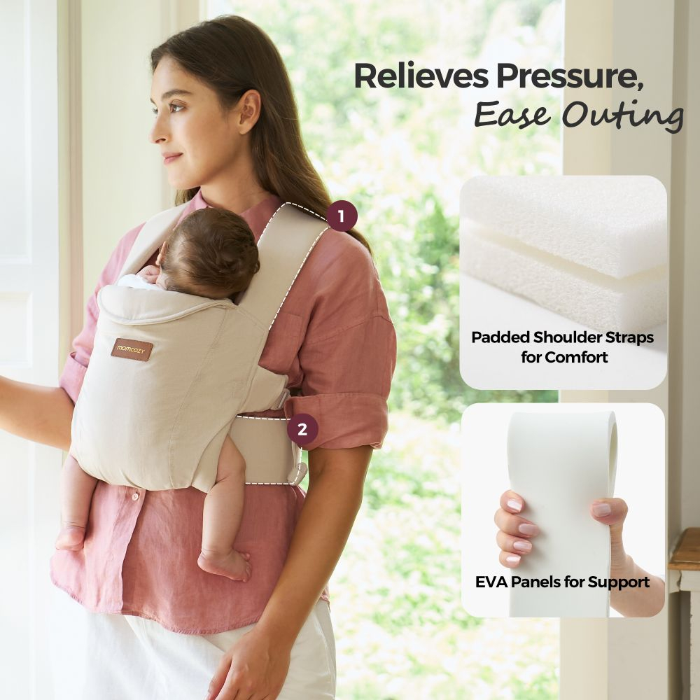 Marsupiu nou nascut Momcozy WeeSnug bumbac Khaki [6]