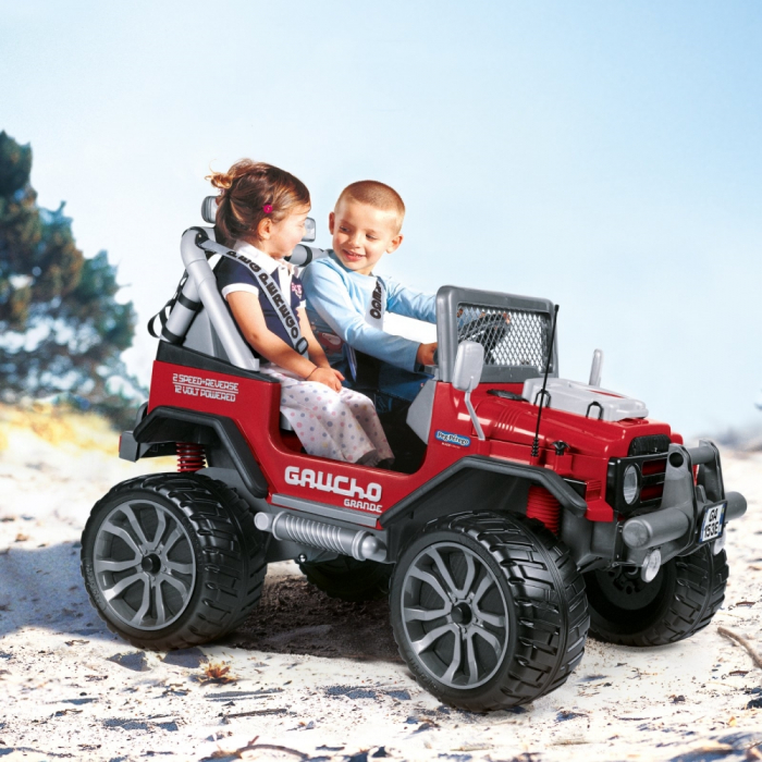 Masina electrica Peg Perego Gaucho Grande, 12V, 3 ani +, Rosu / Gri [7]