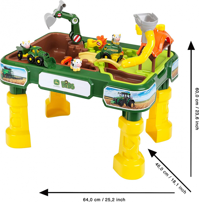 Masuta de joaca cu apa si nisip 2in1 Klein Ferma John Deere [14]