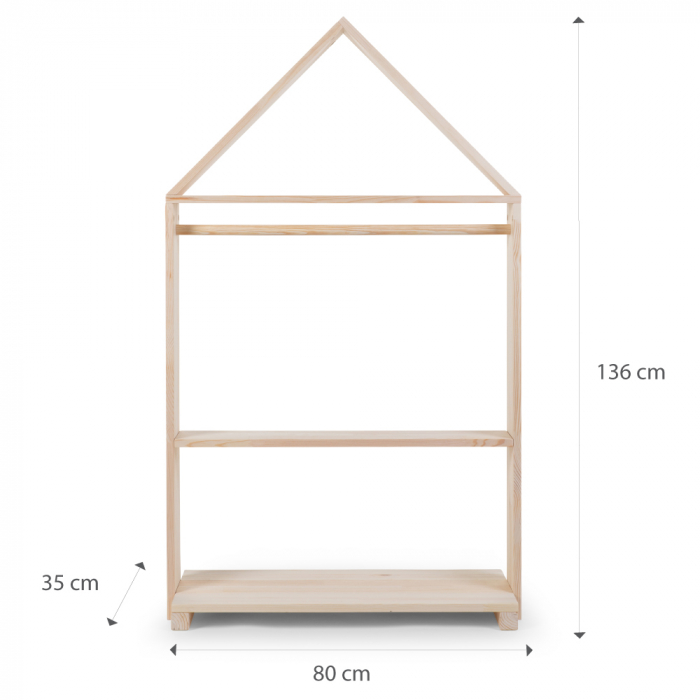 Mobilier decorativ casuta cu roti Childhome 80x135 cm, Lemn Natural [3]