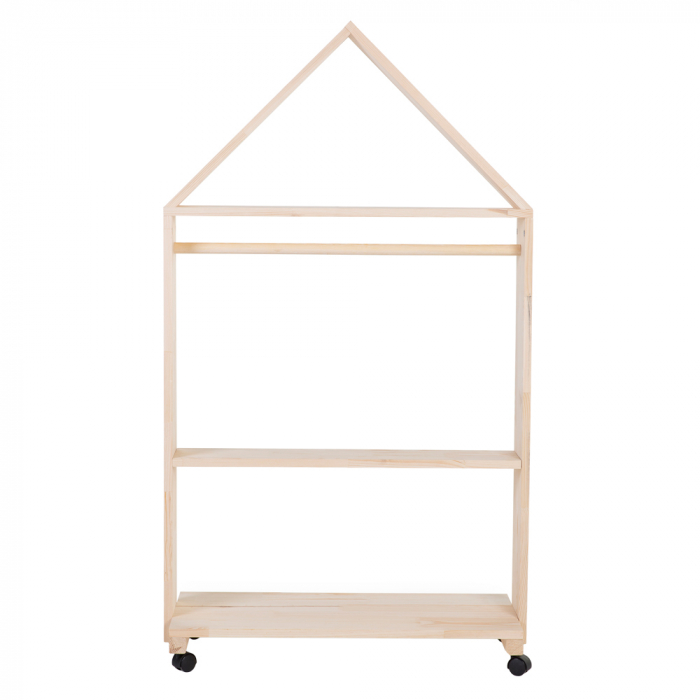 Mobilier decorativ casuta cu roti Childhome 80x135 cm, Lemn Natural - Resigilat