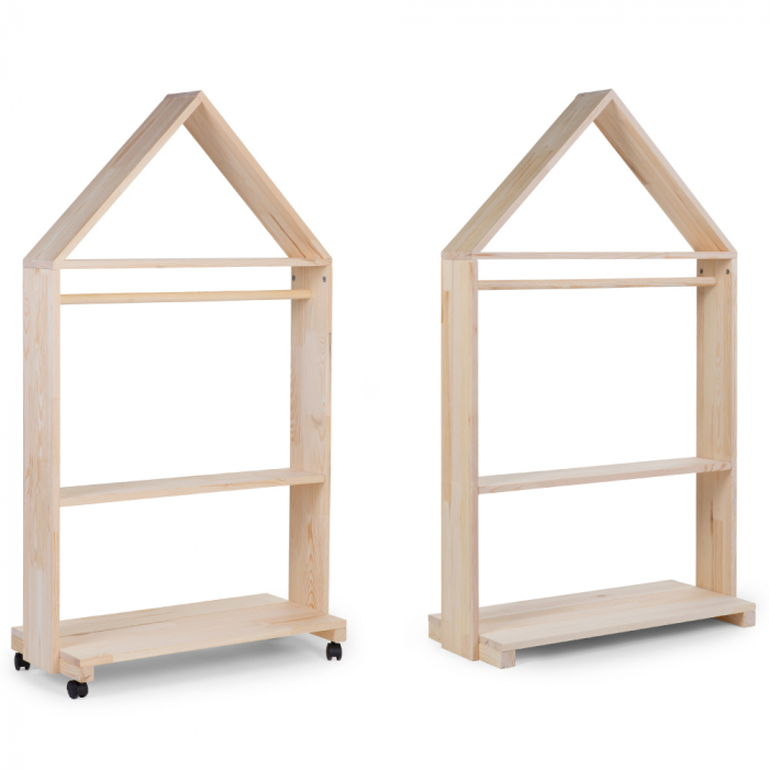 Mobilier decorativ casuta cu roti Childhome 80x135 cm, Lemn Natural [2]
