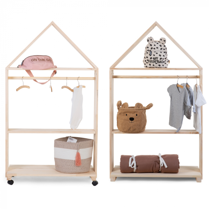 Mobilier decorativ casuta cu roti Childhome 80x135 cm, Lemn Natural-Resigilat [5]
