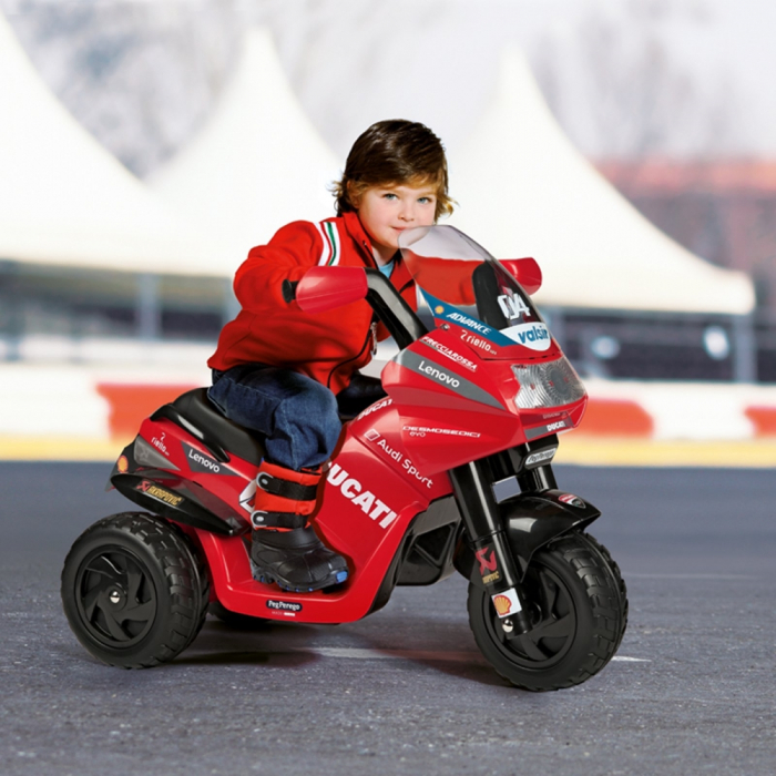 Motocicleta electrica Peg Perego Ducati Desmosedici Evo, 6V, 2 ani +, Negru   Rosu