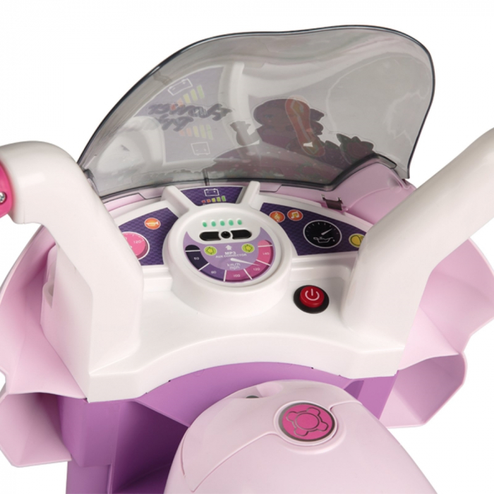Motocicleta electrica Peg Perego Flower Princess, 6V, 2 ani +, Roz/Mov [3]