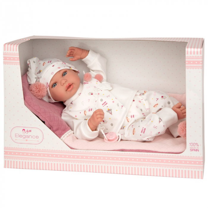 Papusa cu greutate reala Arias Mies Elegance 45 cm si paturica Pink/White [3]