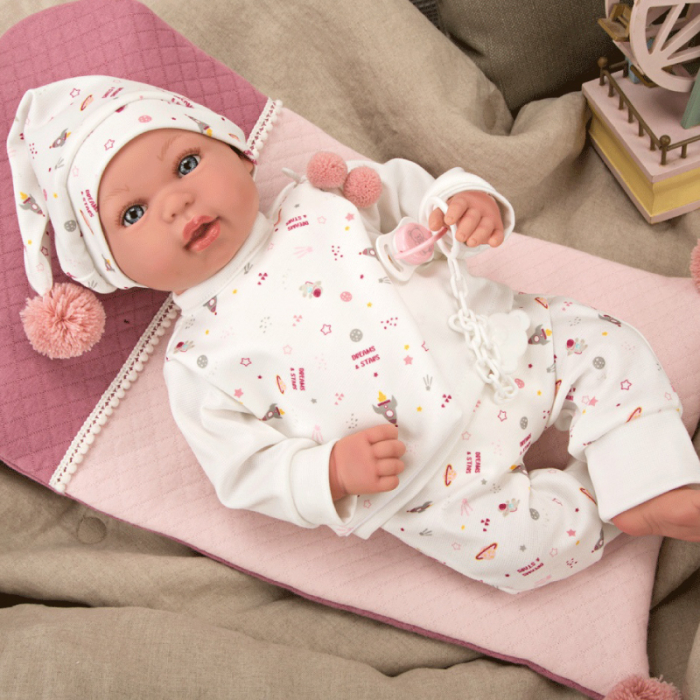 Papusa cu greutate reala Arias Mies Elegance 45 cm si paturica Pink/White [5]