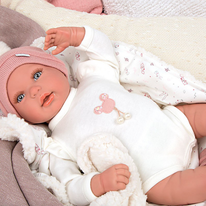 Papusa Reborn bebelus realist care respira, Arias Ona 45 cm White/Pink [5]
