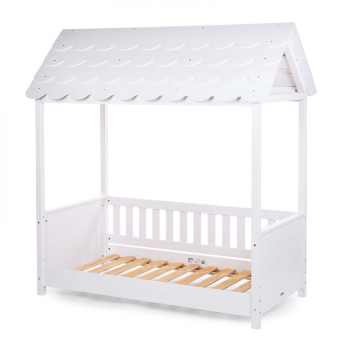 Pat Casuta Childhome cu protectii laterale 70x140 cm Lemn Alb [3]