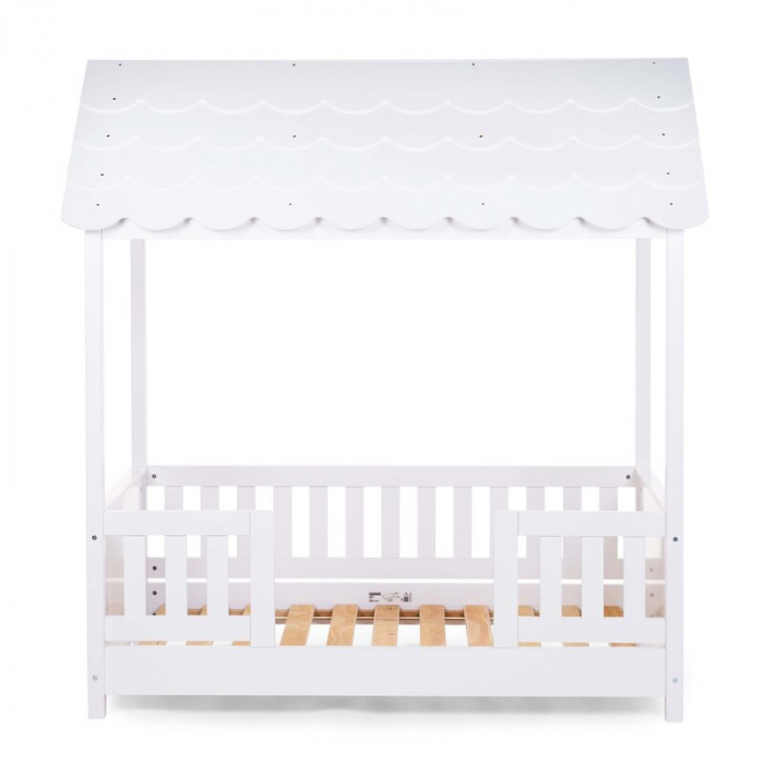 Pat Casuta Childhome cu protectii laterale 70x140 cm Lemn Alb [2]