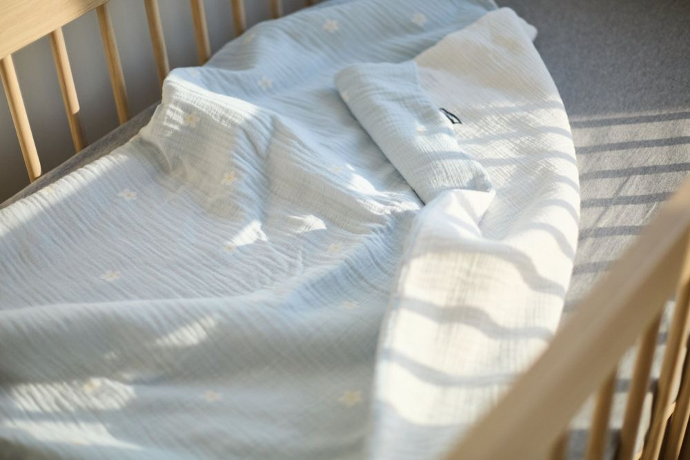 Paturica Childhome Jerse 80x100 cm Muslin/Blue Flower [4]