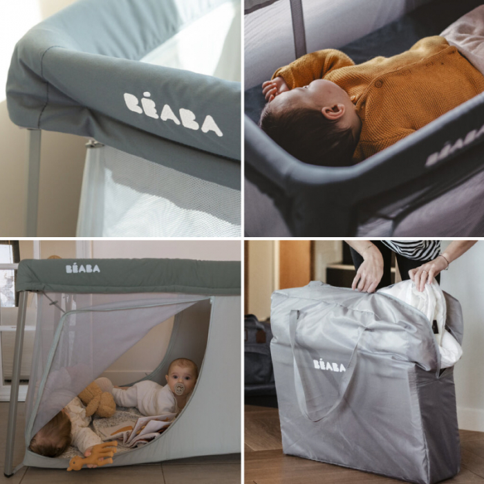 Patut de calatorie 3 in 1 Beaba Eazy Sleep Mineral Grey [4]