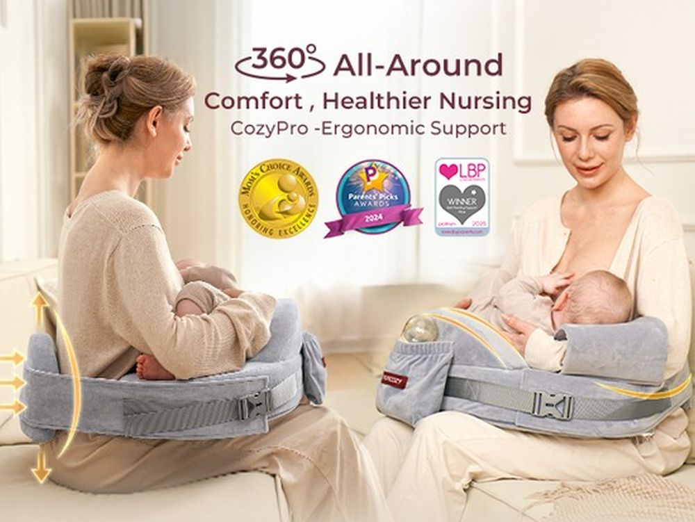 Perna Alaptare Momcozy CozyPro cu suport ergonomic lombar Grey [4]