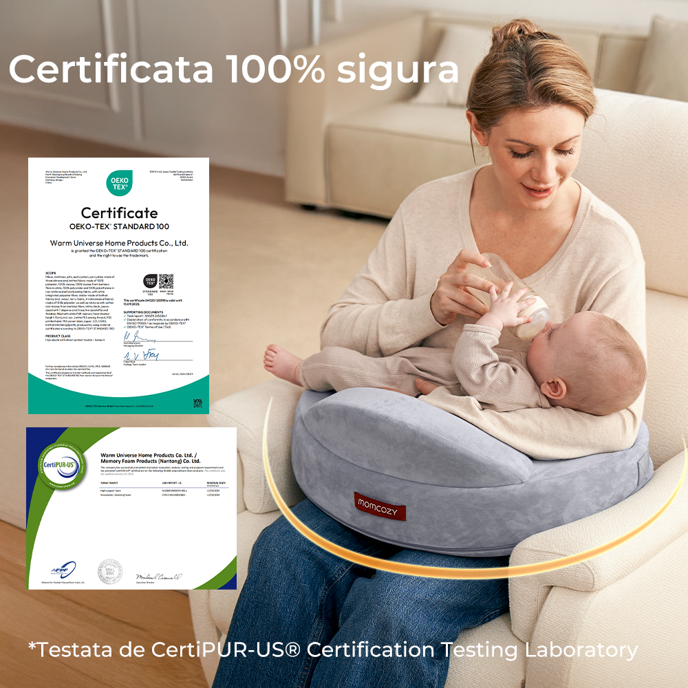 Perna alaptare Momcozy Exclusive din spuma cu memorie Grey - Resigilat [7]