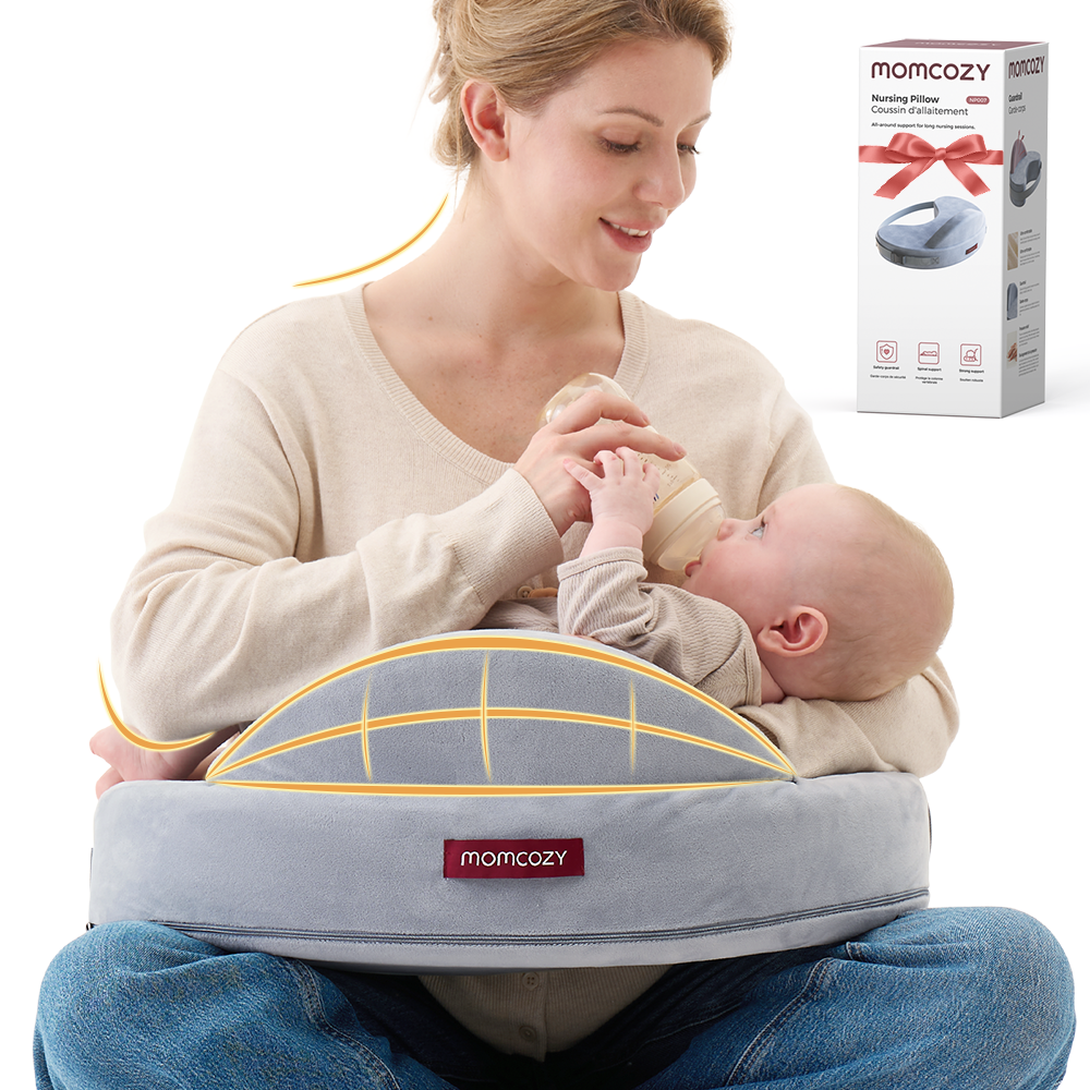 Perna alaptare Momcozy Exclusive din spuma cu memorie Grey [2]