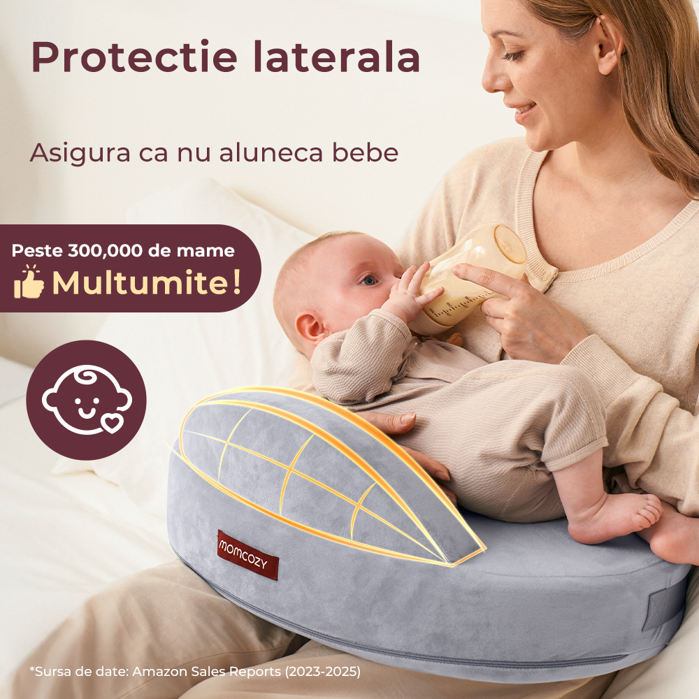 Perna alaptare Momcozy Exclusive din spuma cu memorie Grey - Resigilat [8]