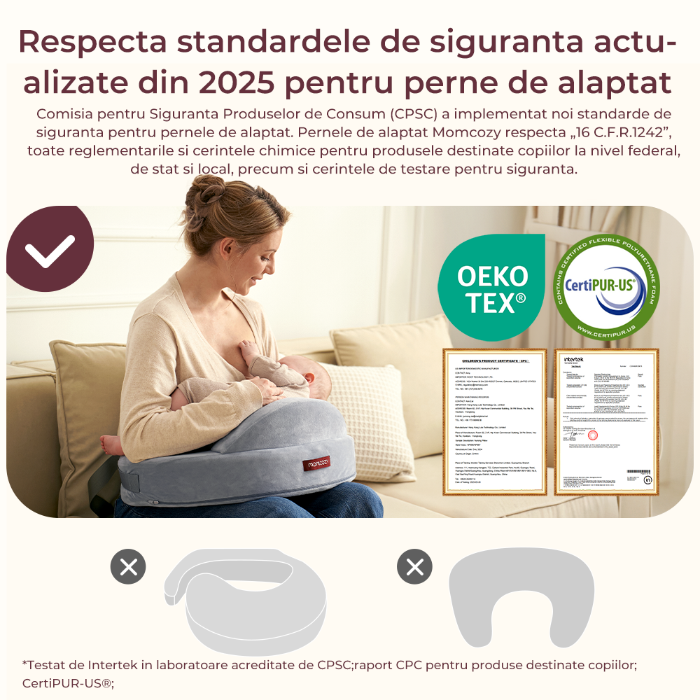 Perna alaptare Momcozy Exclusive din spuma cu memorie Grey - Resigilat [11]
