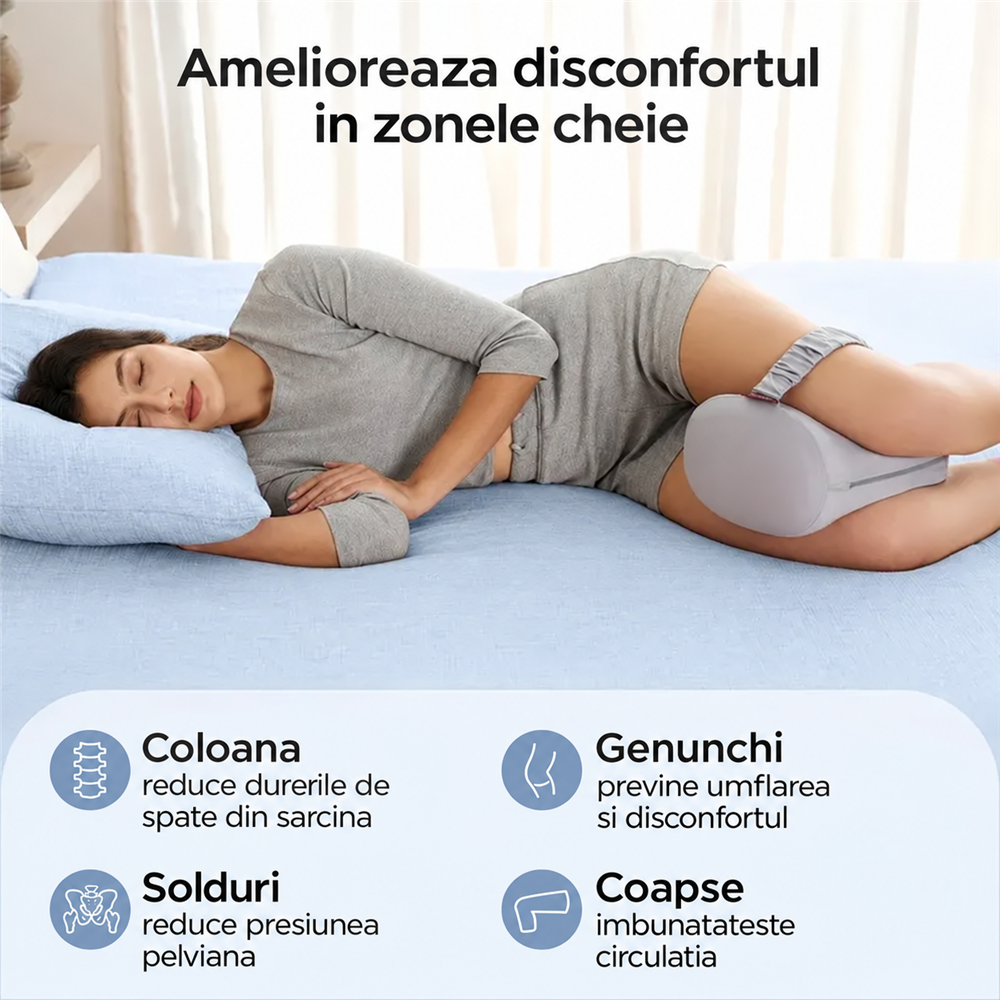 Perna genunchi Momcozy cu spuma cu memorie Grey [2]