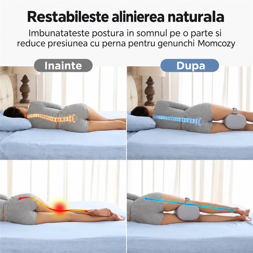 Perna genunchi Momcozy cu spuma cu memorie Grey [3]