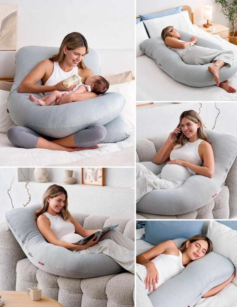 Perna gravide Momcozy in forma de U Light Grey [7]
