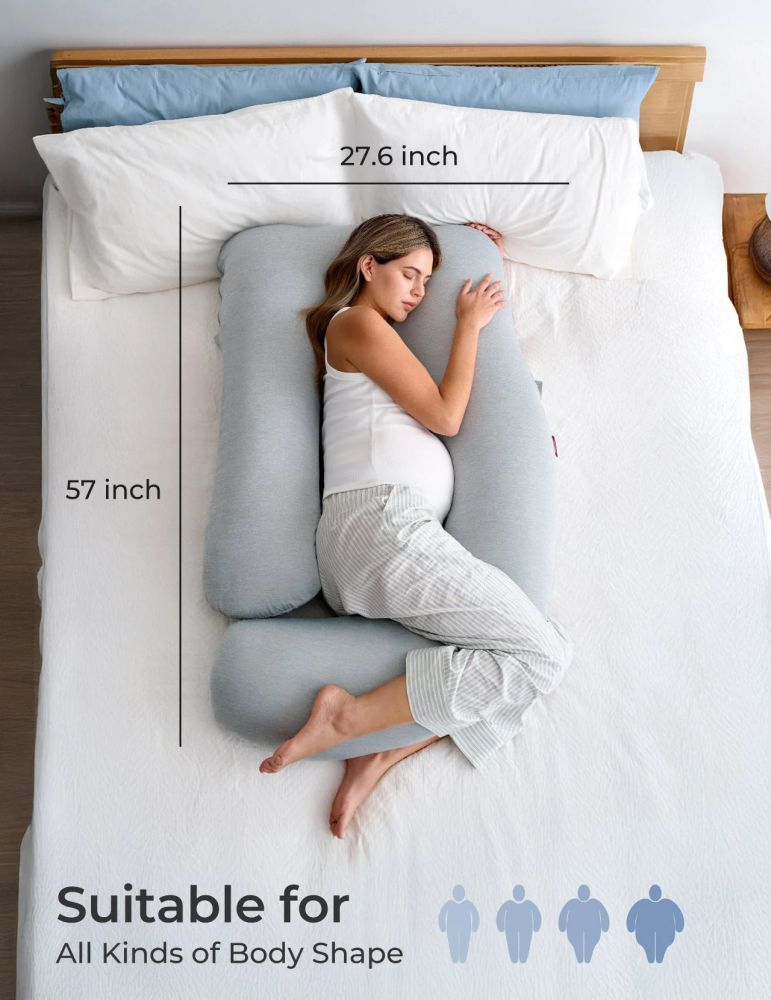 Perna gravide Momcozy in forma de U Light Grey [4]