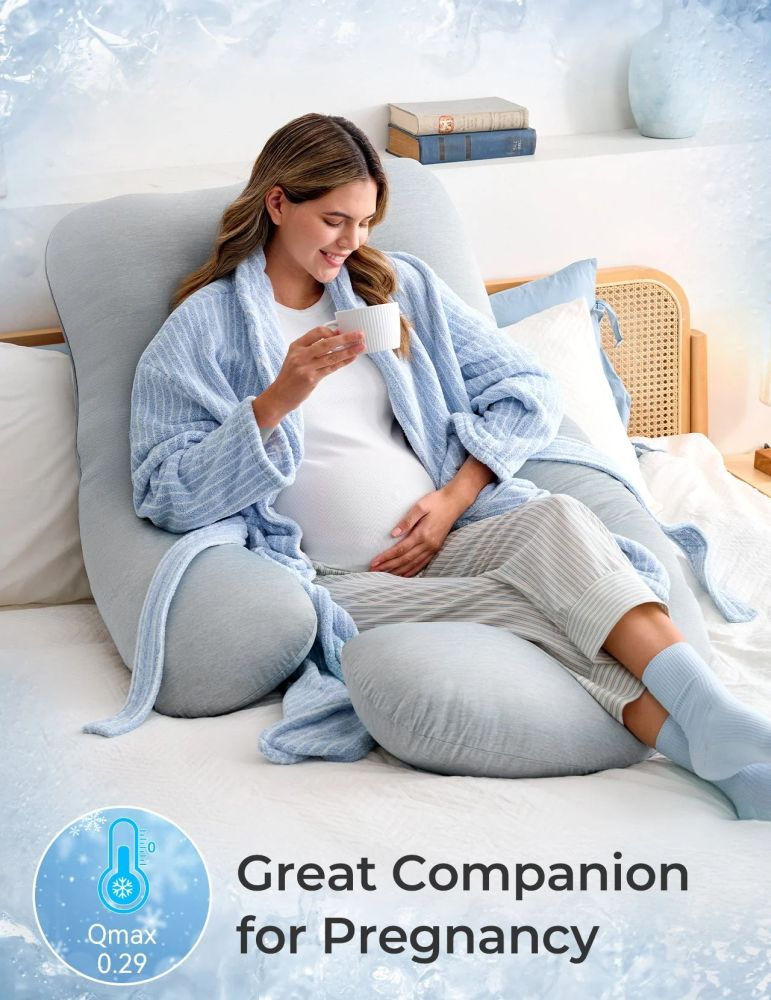 Perna gravide Momcozy in forma de U Light Grey [6]