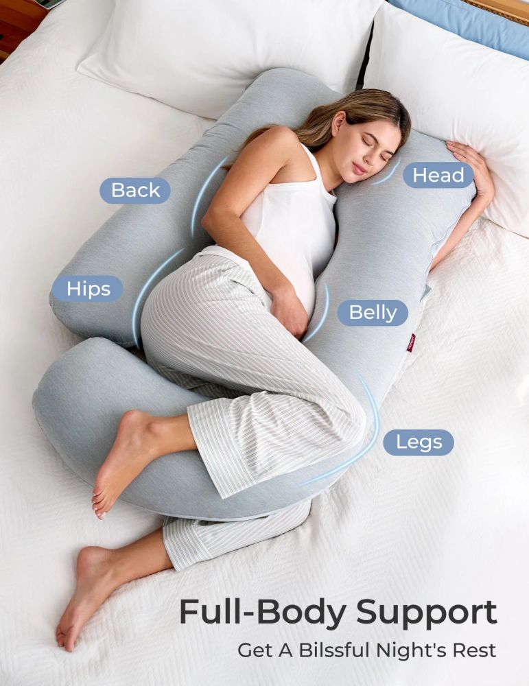 Perna gravide Momcozy in forma de U Light Grey [2]