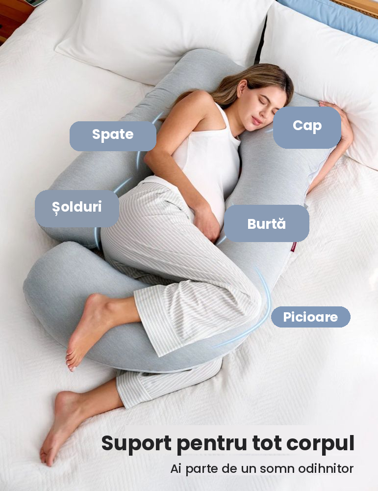 Perna gravide Momcozy in forma de U Light Grey [2]