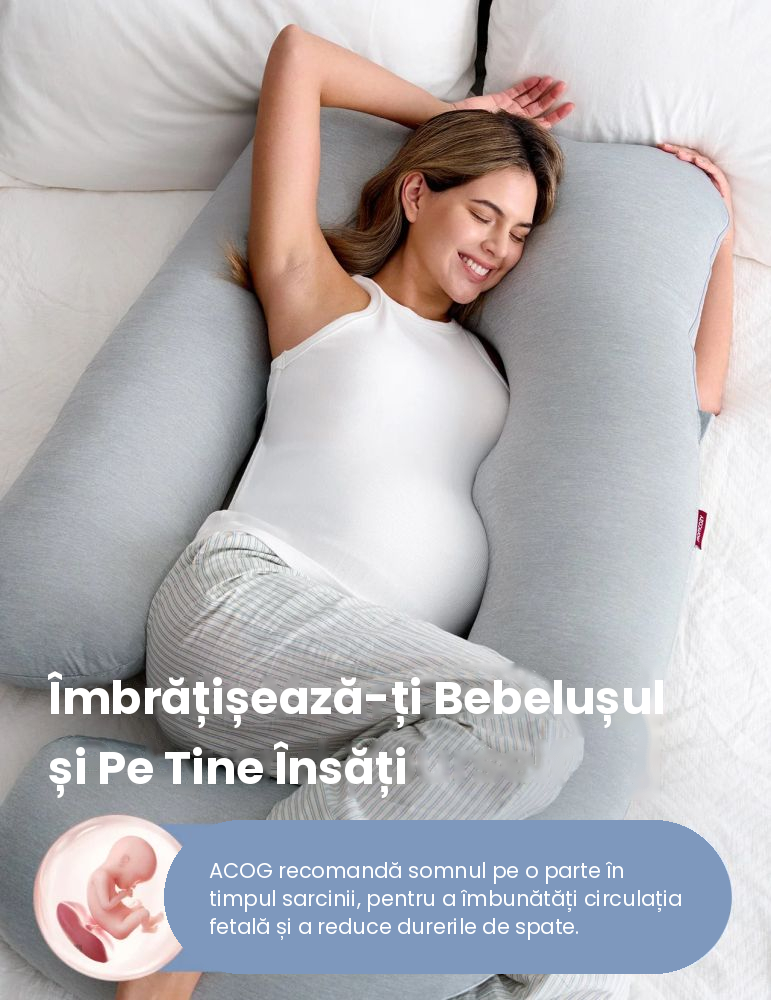 Perna gravide Momcozy in forma de U Light Grey [5]