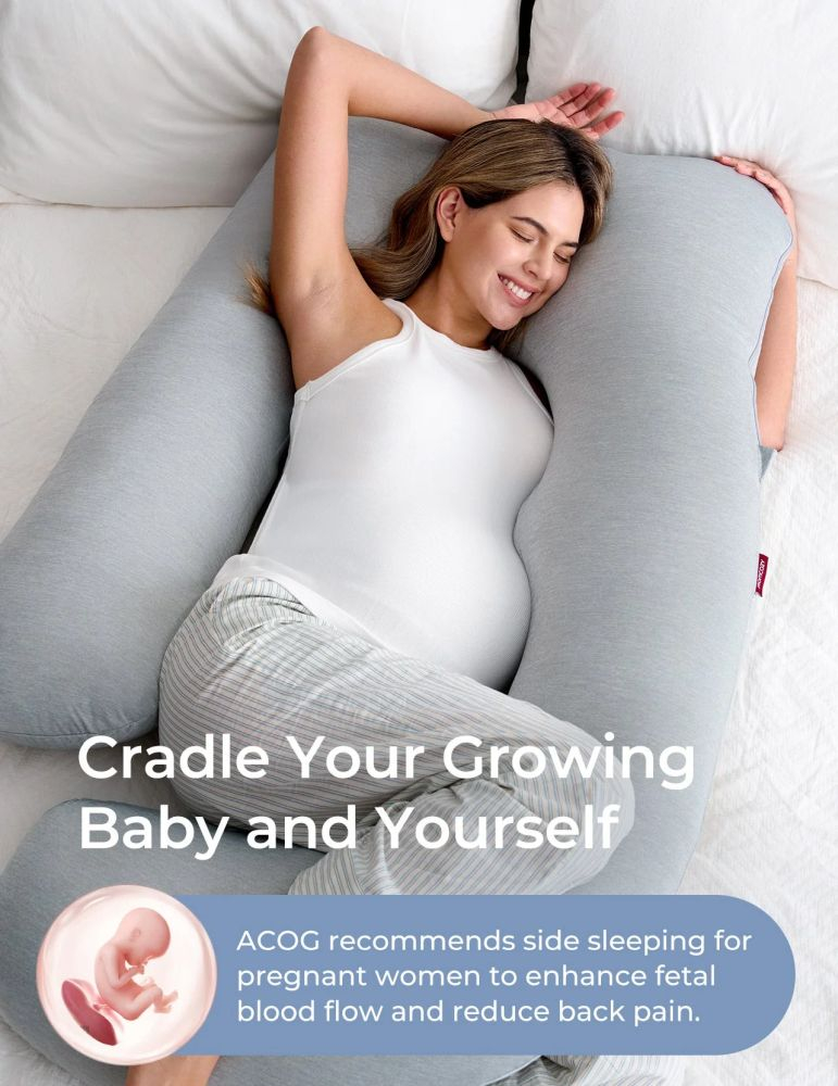 Perna gravide Momcozy in forma de U Light Grey [5]