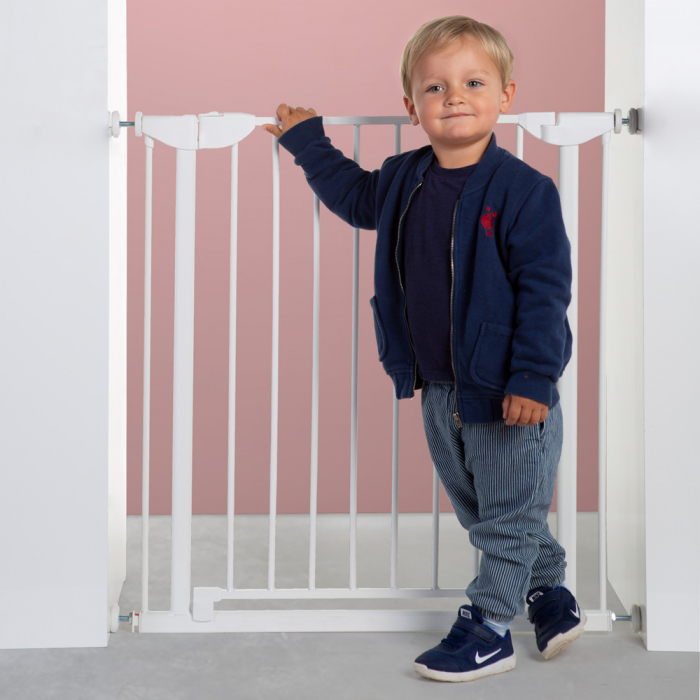 Poarta de siguranta metal Childhome Eltra Doorgate Pressure 75-81 cm, Alb [2]
