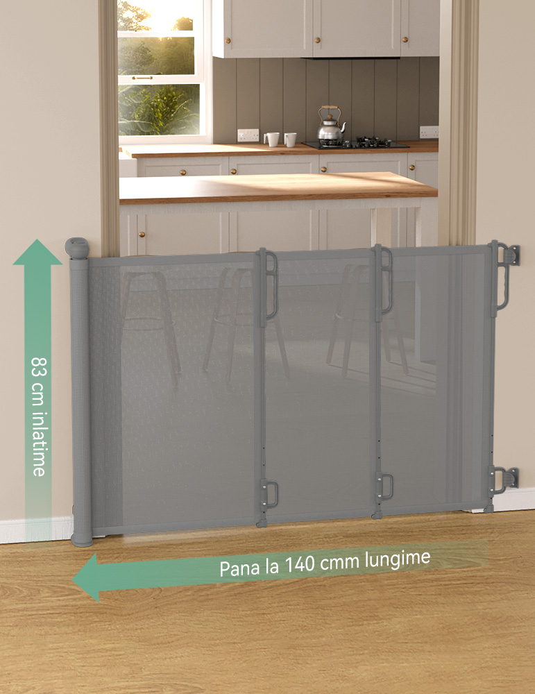 Poarta retractabila bebelusi Momcozy 140 cm Grey [4]
