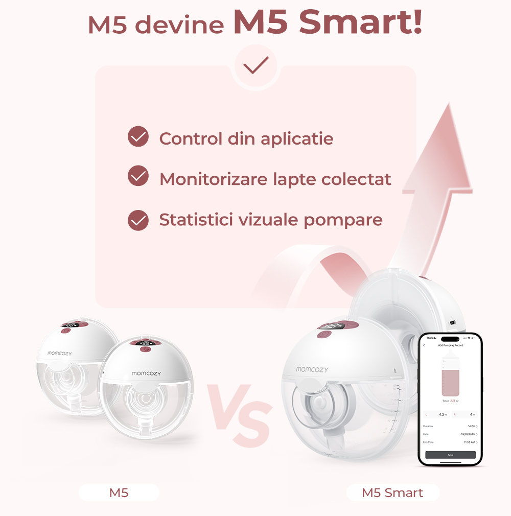 Pompa de san Momcozy Hands-free dubla M5 Smart Grey, control prin aplicatie [12]