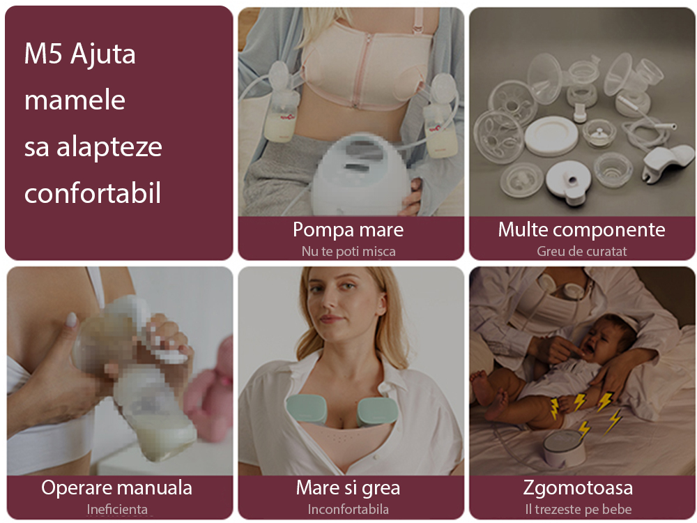 Pompa de san Momcozy Hands-free dubla M5 Grey [6]