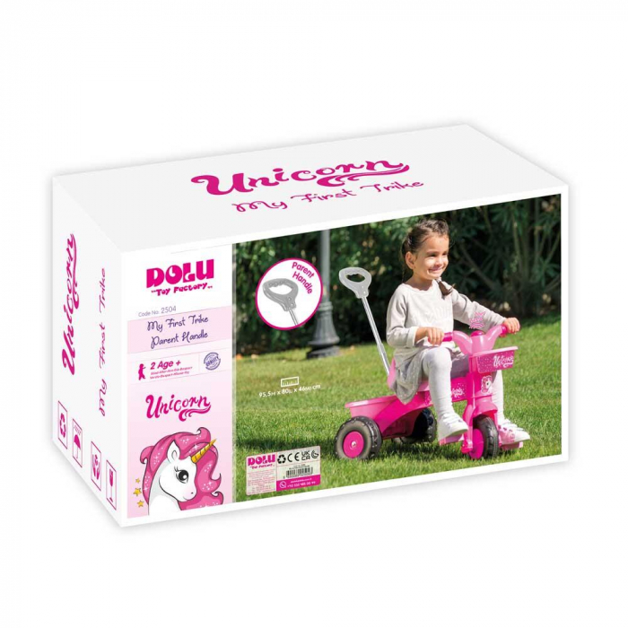 Prima mea tricicleta roz cu maner - Unicorn [4]