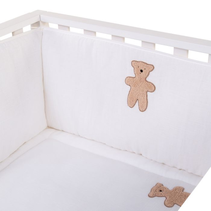 Protectie patut Childhome 35x340 cm, Jerse/Muselina Teddy [3]